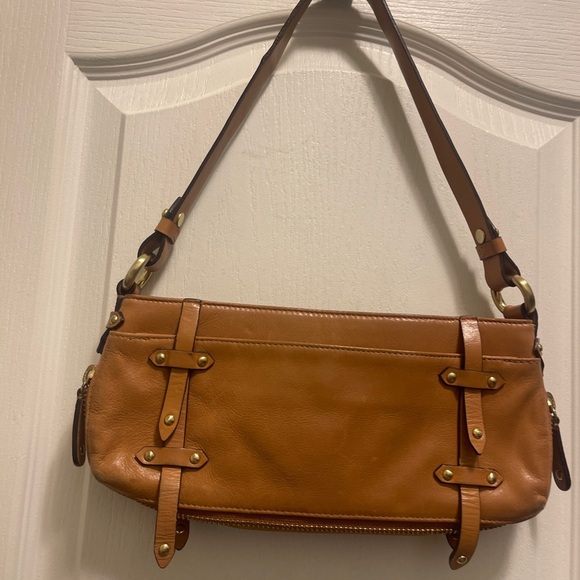 Dkny Leather Light Brown Handbag Zip Up with gold locks for kays - Picture 14 of 16